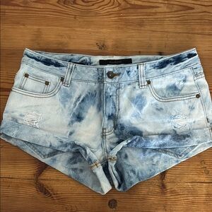 Blue Acid Wash Denim Shorts